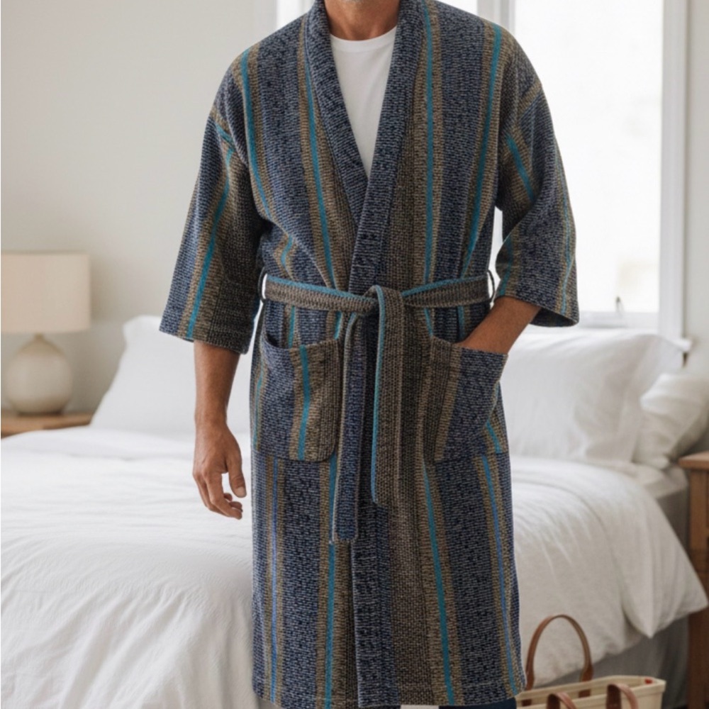 Stafford Blue and Brown Striped Robe